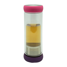 Botella de té de cristal doble pared 400ml con filtro